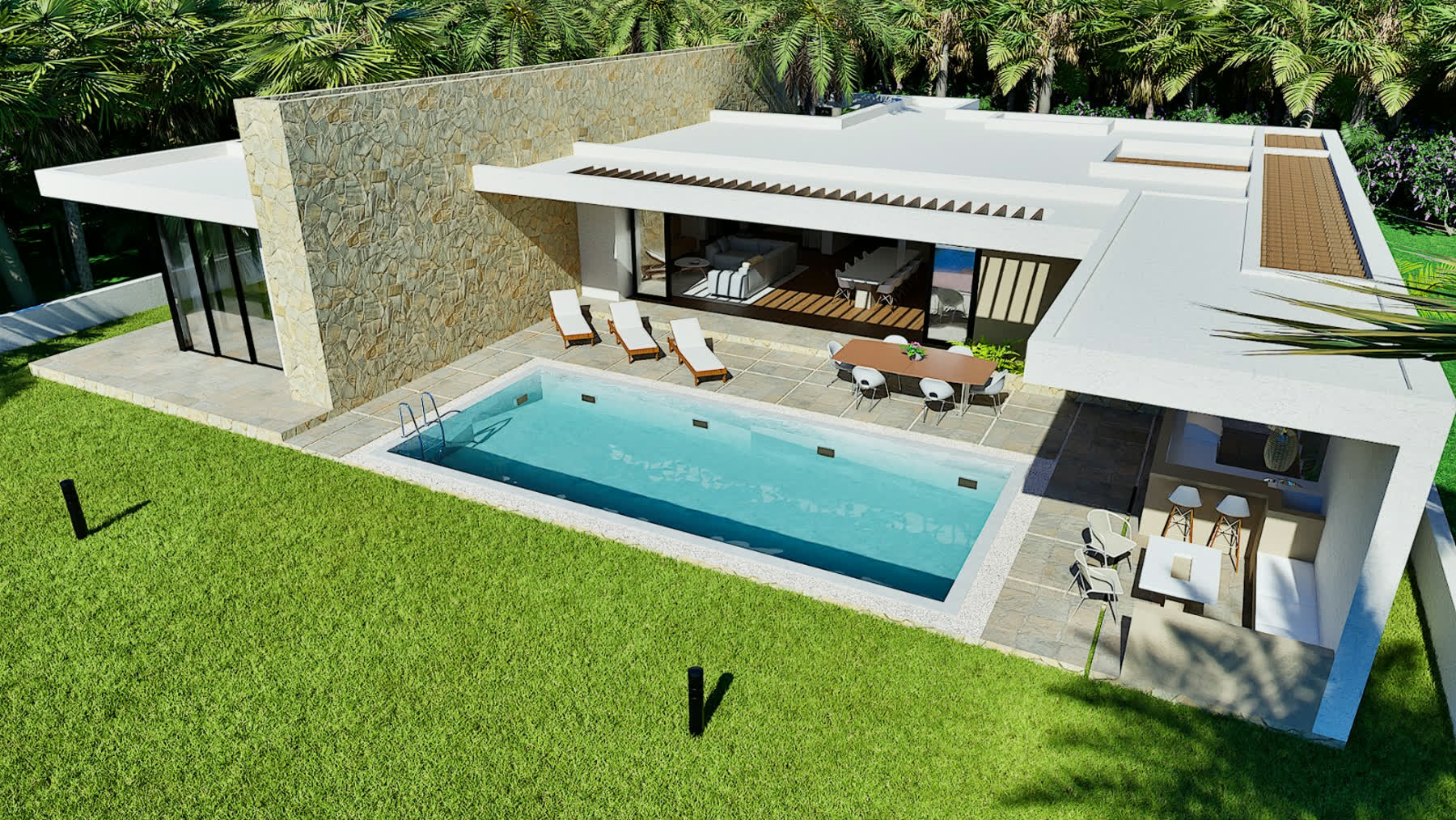 Private pool and covered deck at a Faraji Marijani villa